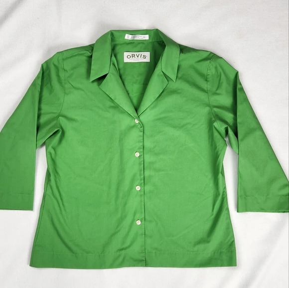 Orvis Button Down Green Collard Shirt - Picture 1 of 6